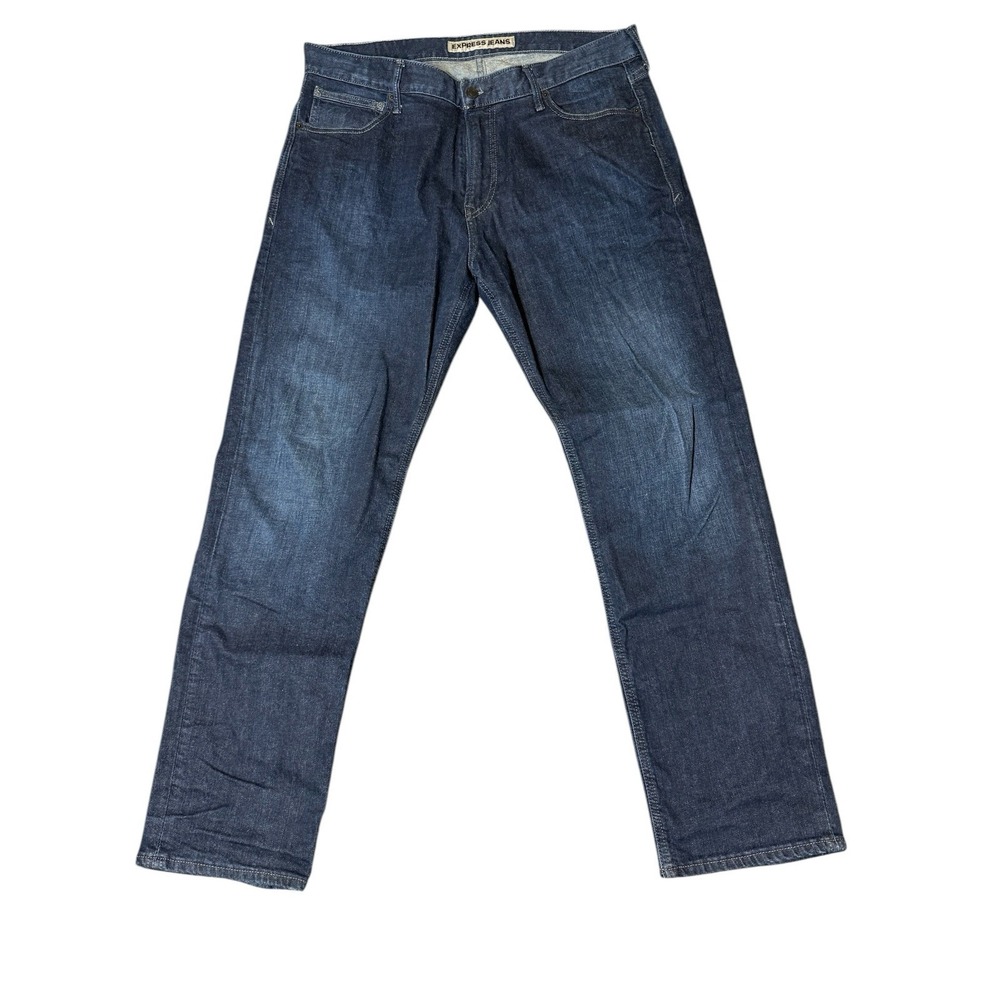 Express Jeans Mens 36x32 Kingston Classic Fit Straight Blue Dark Wash‎ Ex Cond!